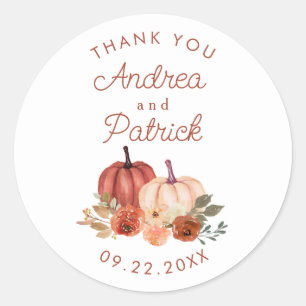 Sticker Rond Citrouille d'automne Terracotta Mariage Merci