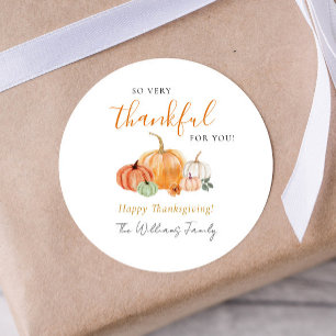 Sticker Rond Citrouille d'automne Thanksgiving Merci