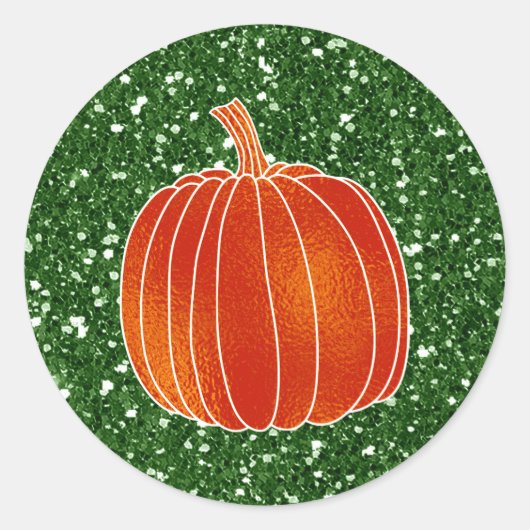 Sticker Rond Citrouille d'automne vert brillant Orange Favorise (Devant)
