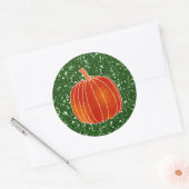 Sticker Rond Citrouille d'automne vert brillant Orange Favorise (Enveloppe)