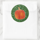 Sticker Rond Citrouille d'automne vert brillant Orange Favorise (Sac)