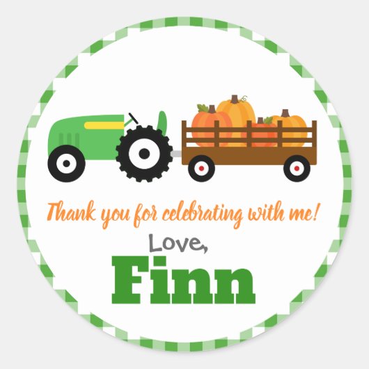 Sticker Rond Citrouille de camion citrouille Patch - Green Trac (Devant)