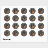 Sticker Rond Citrouille de chat gris Raven Happy Halloween (Feuille)