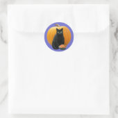 Sticker Rond Citrouille de chat noir (Sac)