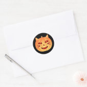 Sticker Rond Citrouille de chats d'Halloween (Enveloppe)