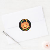 Sticker Rond Citrouille de chats d'Halloween (Enveloppe)