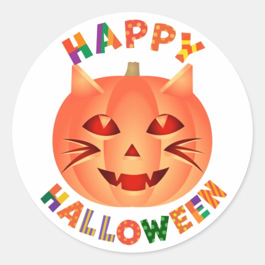 Sticker Rond Citrouille de chats d'Halloween (Devant)