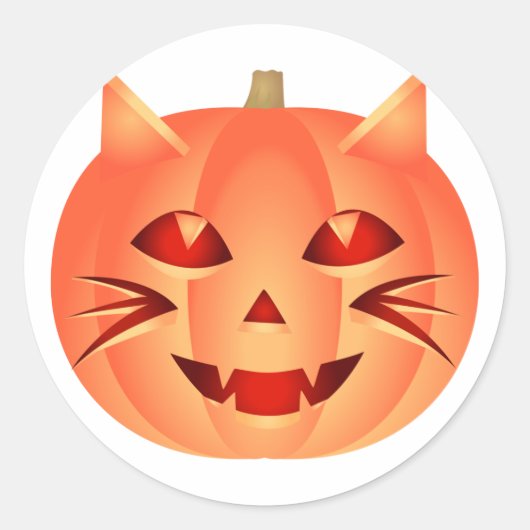 Sticker Rond Citrouille de chats d'Halloween (Devant)