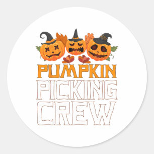 Sticker Rond Citrouille de cueillette Crew Halloween Famille Co