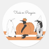 Sticker Rond Citrouille de dessin mignon Penguin Drôle Hallowee (Devant)