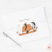 Sticker Rond Citrouille de dessin mignon Penguin Drôle Hallowee (Enveloppe)