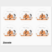 Sticker Rond Citrouille de dessin mignon Penguin Drôle Hallowee (Feuille)