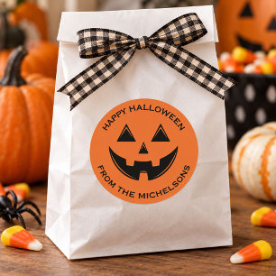Sticker Rond Citrouille de Halloween mignonne Jack O Lantern