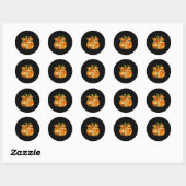 Sticker Rond Citrouille de l'automne Patchwork Automne Hallowee (Feuille)
