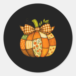 Sticker Rond Citrouille de l'automne Patchwork Automne Hallowee