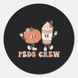 Sticker Rond Citrouille de l'équipage des enfants Thanksgiving