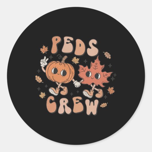 Sticker Rond CITROUILLE de l'équipage PEDS Thanksgiving Fall Nu (Devant)