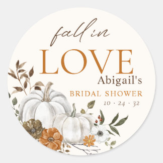 Sticker Rond Citrouille de mariage à l'aquarelle Tombez amoureu