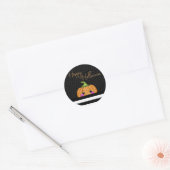 Sticker Rond Citrouille de parties scintillant orange mignon po (Enveloppe)