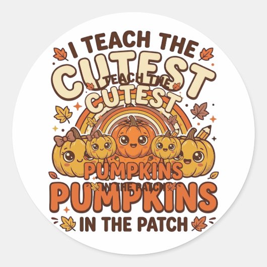 Sticker Rond Citrouille de professeur mignon Dessin vectoriel d (Devant)