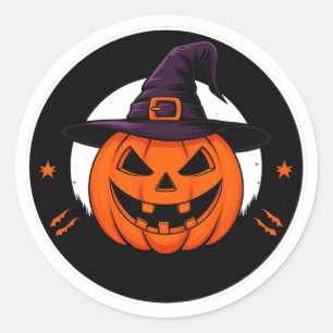 Sticker Rond Citrouille de sorcière mignonne Jack O Lantern 🎃