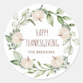Sticker Rond Citrouille de Thankgiving Automne moderne Eucalypt (Devant)