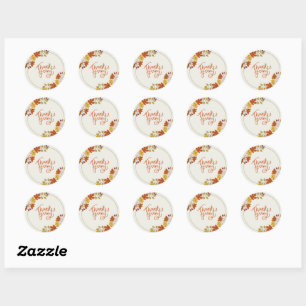 Sticker Rond Citrouille de Thanksgiving & Automne