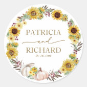 Sticker Rond Citrouille de tournesol Mariage de automne (Devant)