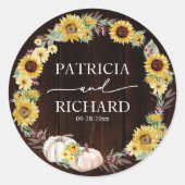 Sticker Rond Citrouille de tournesol Mariage de automne (Devant)
