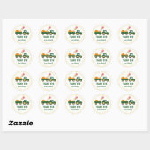 Sticker Rond Citrouille de tracteur Automne Anniversaire Merci (Feuille)