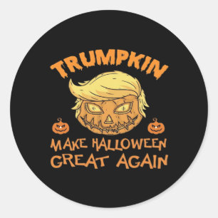 Sticker Rond Citrouille de Trumpkin Halloween