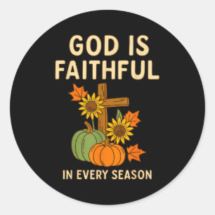 Sticker Rond Citrouille de verset biblique chrétien d'automne D