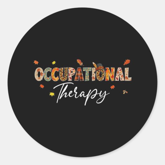 Sticker Rond Citrouille d'ergothérapie amusant Automne Arbre au (Devant)