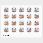 Sticker Rond Citrouille des Bulldogs anglais d'Halloween (Feuille)
