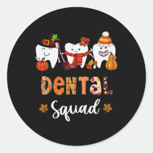 Sticker Rond Citrouille D'Escouade Dentaire Automne Laisse Dent