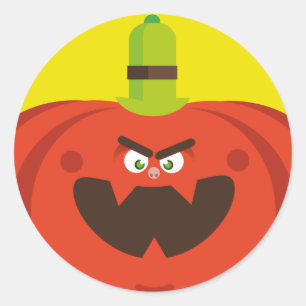 Sticker Rond citrouille d'halloween affamé