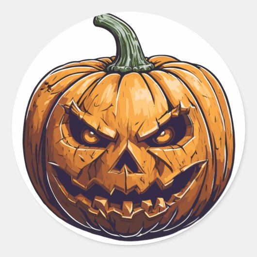 Sticker Rond Citrouille d'Halloween avec les yeux d'éclairage (Devant)