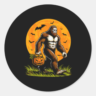 Sticker Rond Citrouille d'Halloween Bigfoot effrayant Drôle d'H