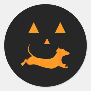 Sticker Rond Citrouille d'Halloween Dachshund Jack-o-lantern Co