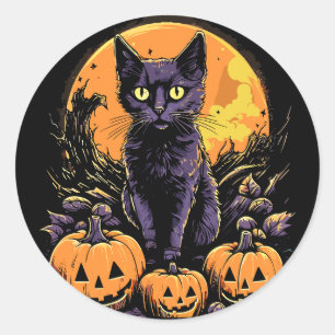 Sticker Rond Citrouille d'Halloween éffrayant