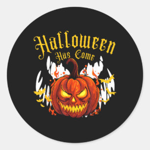 Sticker Rond Citrouille d'Halloween effrayante