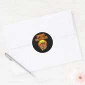 Sticker Rond Citrouille d'Halloween effrayante (Enveloppe)
