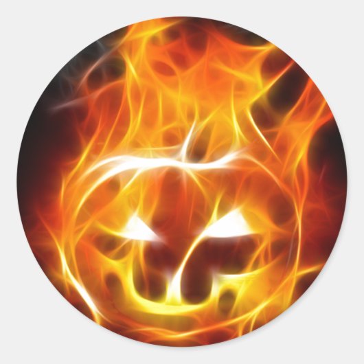 Sticker Rond Citrouille d'Halloween en feu (Devant)