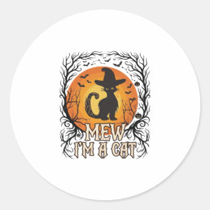 Sticker Rond Citrouille d'Halloween ensorcelée silhouette de fa