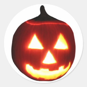 Sticker Rond Citrouille d'Halloween sculpté
