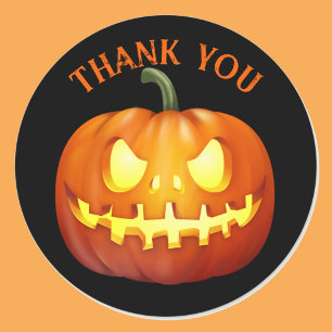 Sticker Rond Citrouille d'horreur du Mariage d'Halloween