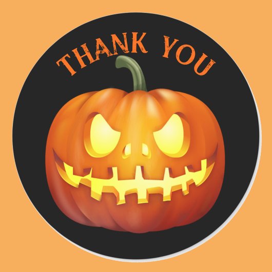 Sticker Rond Citrouille d'horreur du Mariage d'Halloween