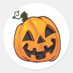 Sticker Rond Citrouille drôle d'Halloween