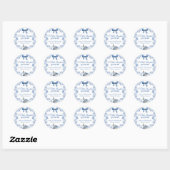 Sticker Rond Citrouille Dusty Blue Whimsical Baby shower floral (Feuille)