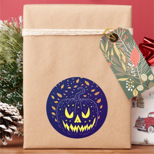 Sticker Rond Citrouille Éffrayant Halloween Purple Jack-o'-lant (vacances)